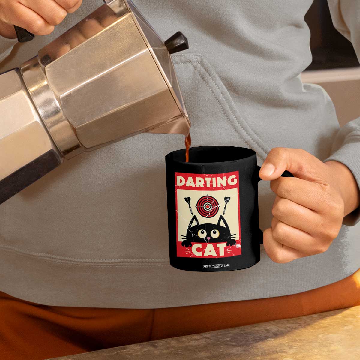 Black Cat Dart Thrower Coffee Mug Cat Lover Dartist Gift TS12 Print Your Wear
