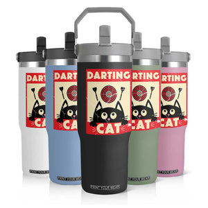 Black Cat Dart Thrower Flip Straw Tumbler Cat Lover Dartist Gift TS12 Print Your Wear
