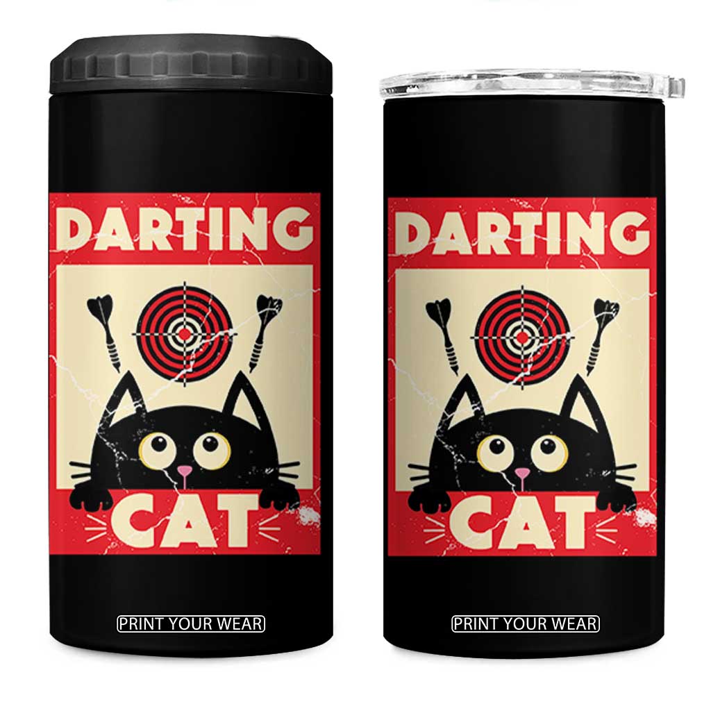 Black Cat Dart Thrower 4 in 1 Can Cooler Tumbler Cat Lover Dartist Gift TS12 One Size: 16 oz Black Print Your Wear