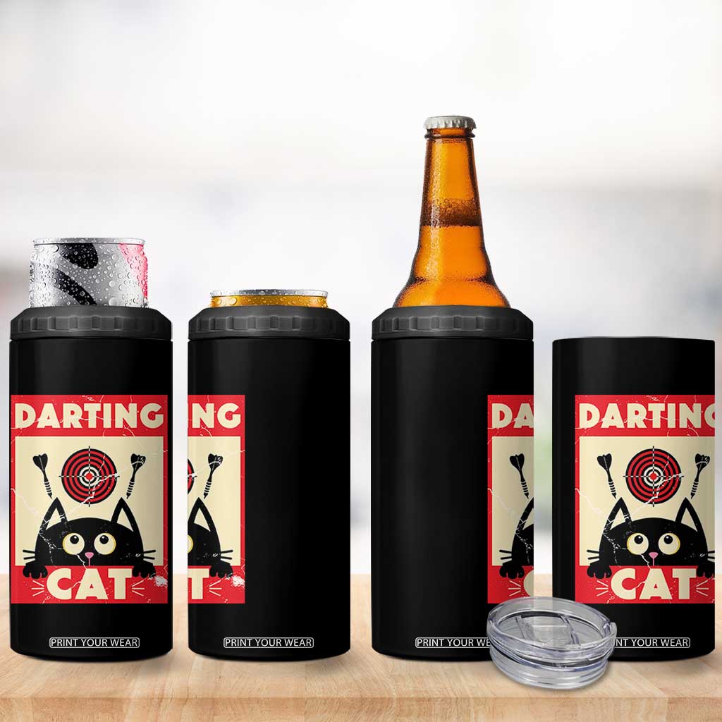Black Cat Dart Thrower 4 in 1 Can Cooler Tumbler Cat Lover Dartist Gift TS12 Print Your Wear