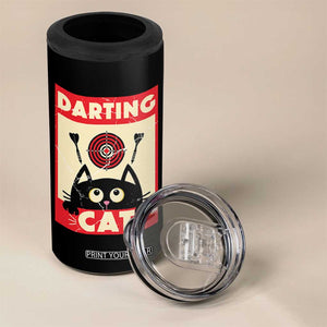 Black Cat Dart Thrower 4 in 1 Can Cooler Tumbler Cat Lover Dartist Gift TS12 Print Your Wear