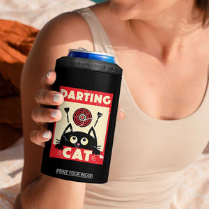 Black Cat Dart Thrower 4 in 1 Can Cooler Tumbler Cat Lover Dartist Gift TS12 Print Your Wear