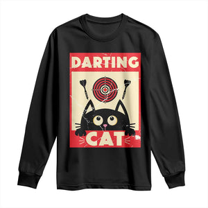 Black Cat Dart Thrower Long Sleeve Shirt Cat Lover Dartist Gift TS12 Black Print Your Wear
