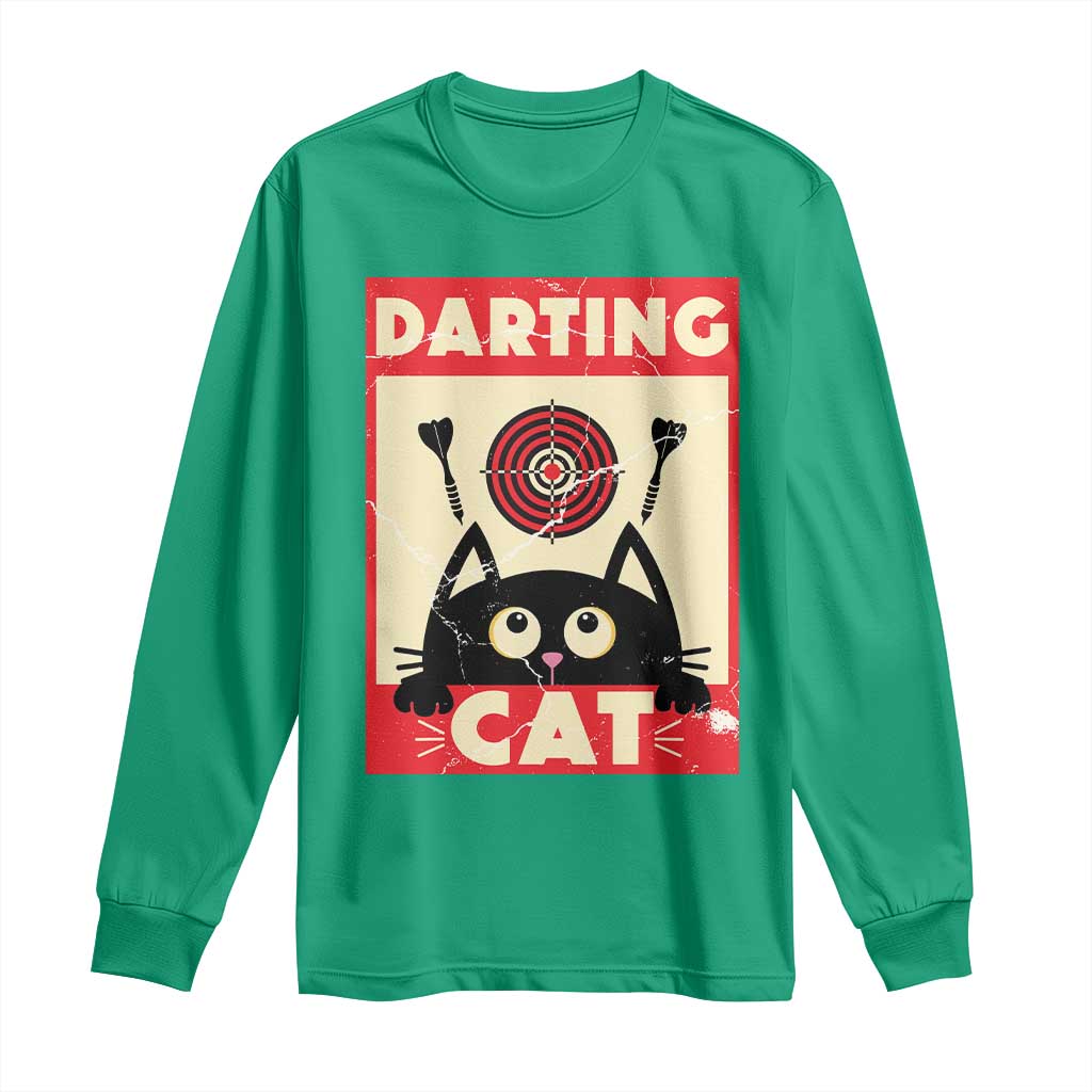 Black Cat Dart Thrower Long Sleeve Shirt Cat Lover Dartist Gift TS12 Irish Green Print Your Wear