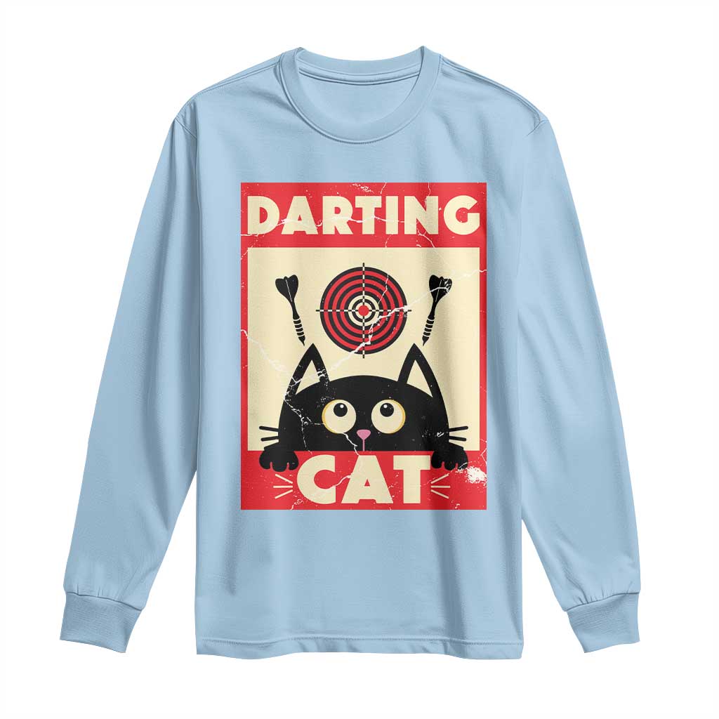 Black Cat Dart Thrower Long Sleeve Shirt Cat Lover Dartist Gift TS12 Light Blue Print Your Wear