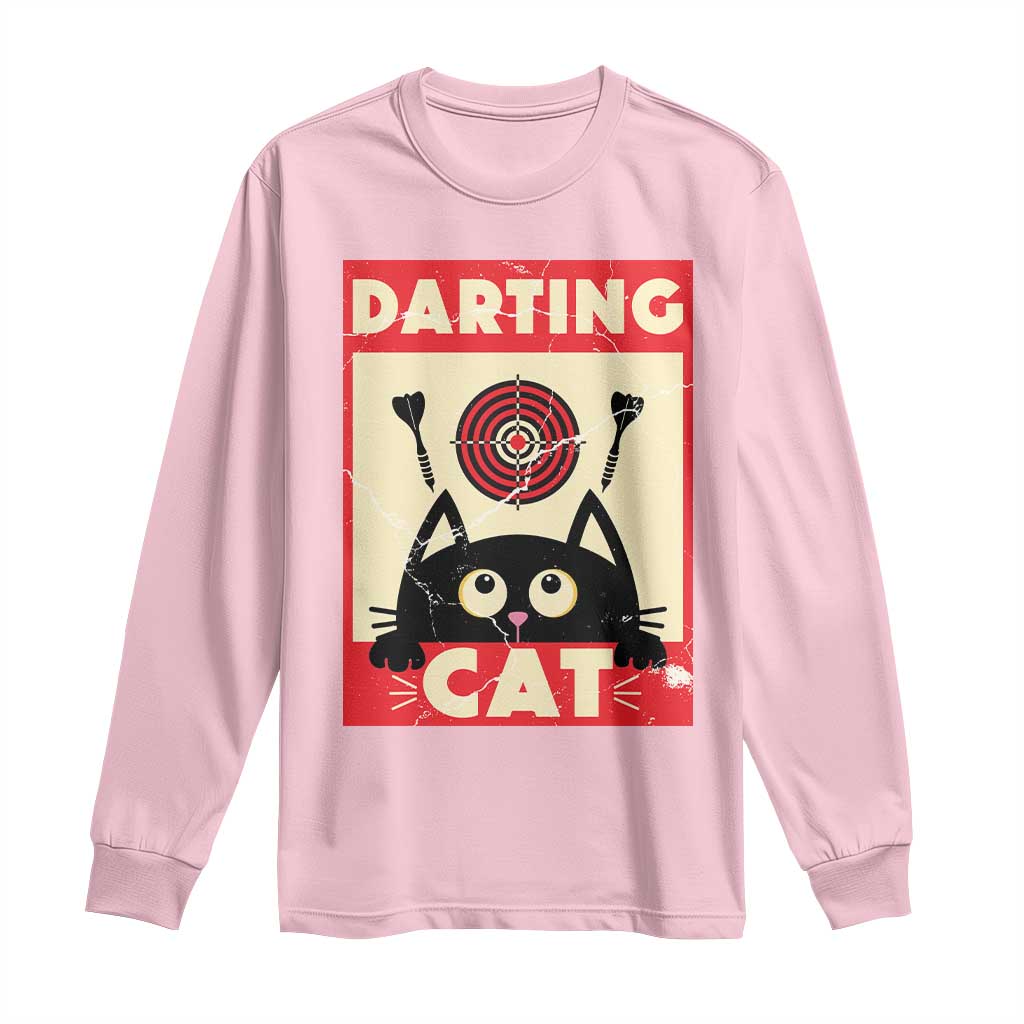 Black Cat Dart Thrower Long Sleeve Shirt Cat Lover Dartist Gift TS12 Light Pink Print Your Wear