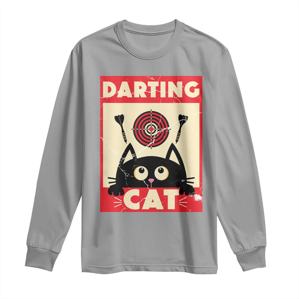 Black Cat Dart Thrower Long Sleeve Shirt Cat Lover Dartist Gift TS12 Sport Gray Print Your Wear