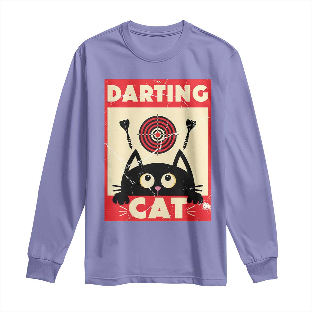 Black Cat Dart Thrower Long Sleeve Shirt Cat Lover Dartist Gift TS12 Violet Print Your Wear