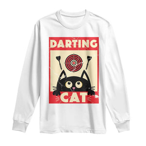 Black Cat Dart Thrower Long Sleeve Shirt Cat Lover Dartist Gift TS12 White Print Your Wear