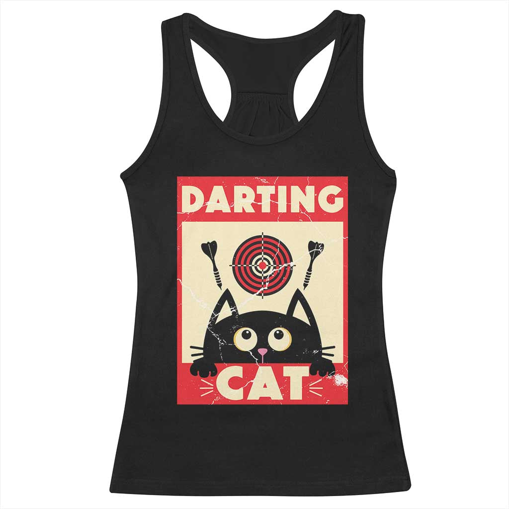 Black Cat Dart Thrower Racerback Tank Top Cat Lover Dartist Gift TS12 Black Print Your Wear