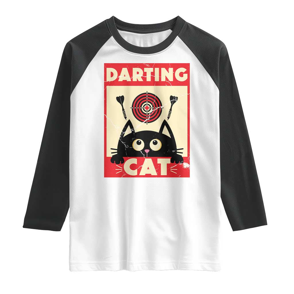 Black Cat Dart Thrower Raglan Shirt Cat Lover Dartist Gift TS12 White Black Print Your Wear