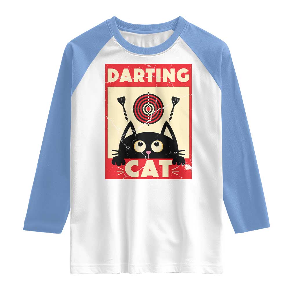 Black Cat Dart Thrower Raglan Shirt Cat Lover Dartist Gift TS12 White Carolina Blue Print Your Wear