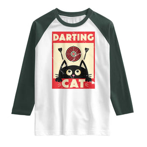 Black Cat Dart Thrower Raglan Shirt Cat Lover Dartist Gift TS12 White Dark Forest Green Print Your Wear