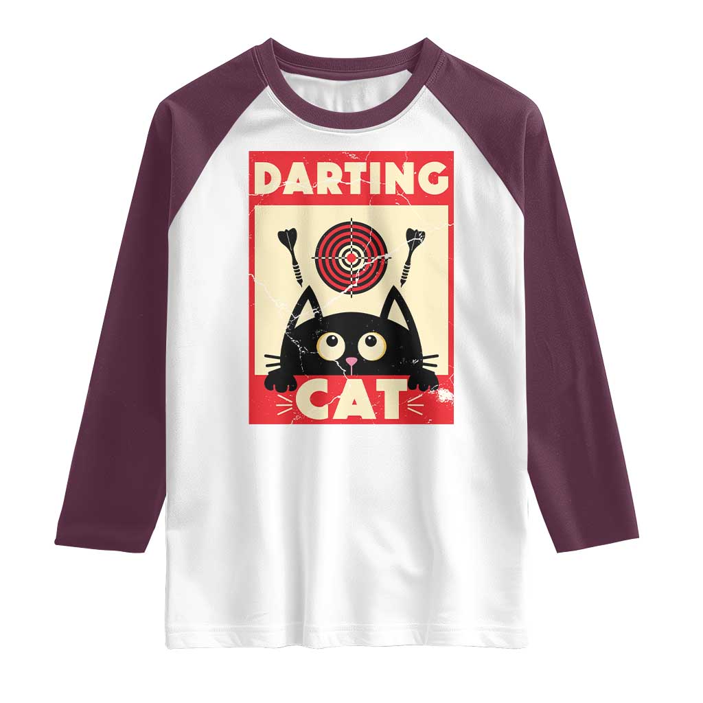 Black Cat Dart Thrower Raglan Shirt Cat Lover Dartist Gift TS12 White Maroon Print Your Wear