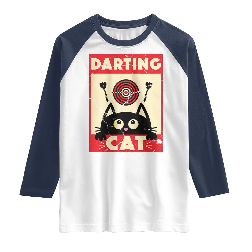 Black Cat Dart Thrower Raglan Shirt Cat Lover Dartist Gift TS12 White Navy Print Your Wear