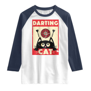 Black Cat Dart Thrower Raglan Shirt Cat Lover Dartist Gift TS12 White Navy Print Your Wear