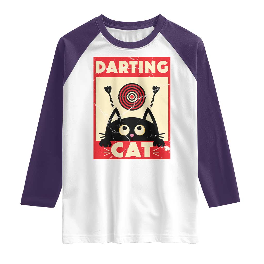 Black Cat Dart Thrower Raglan Shirt Cat Lover Dartist Gift TS12 White Purple Print Your Wear