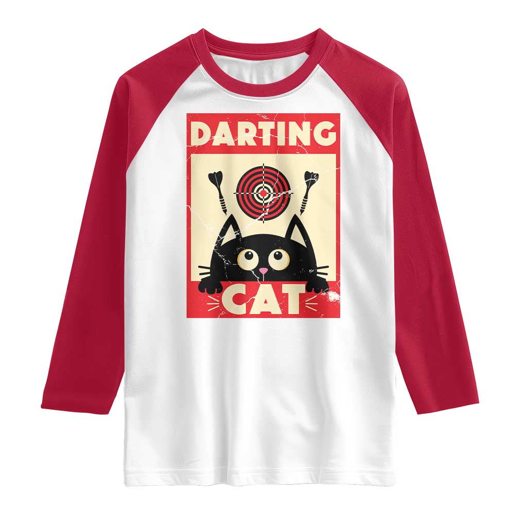 Black Cat Dart Thrower Raglan Shirt Cat Lover Dartist Gift TS12 White Red Print Your Wear