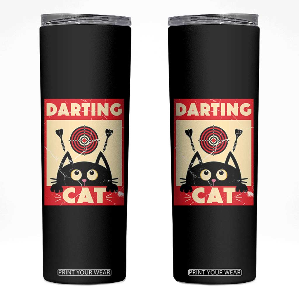 Black Cat Dart Thrower Skinny Tumbler Cat Lover Dartist Gift TS12 Black Print Your Wear