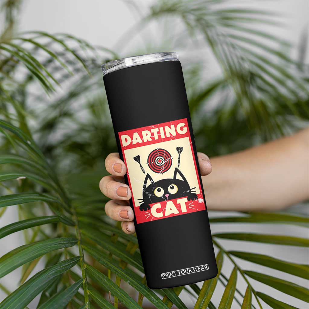 Black Cat Dart Thrower Skinny Tumbler Cat Lover Dartist Gift TS12 Print Your Wear
