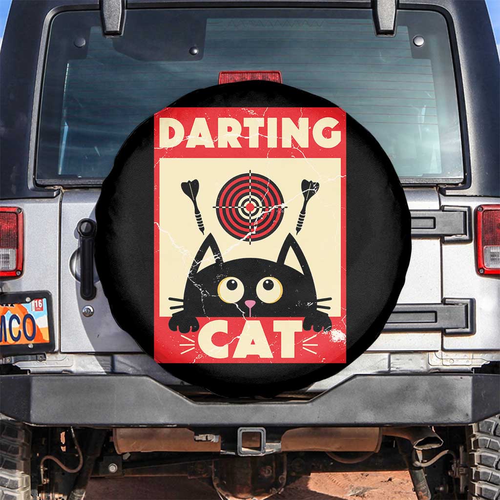 Black Cat Dart Thrower Spare Tire Cover Cat Lover Dartist Gift TS12 No hole Black Print Your Wear
