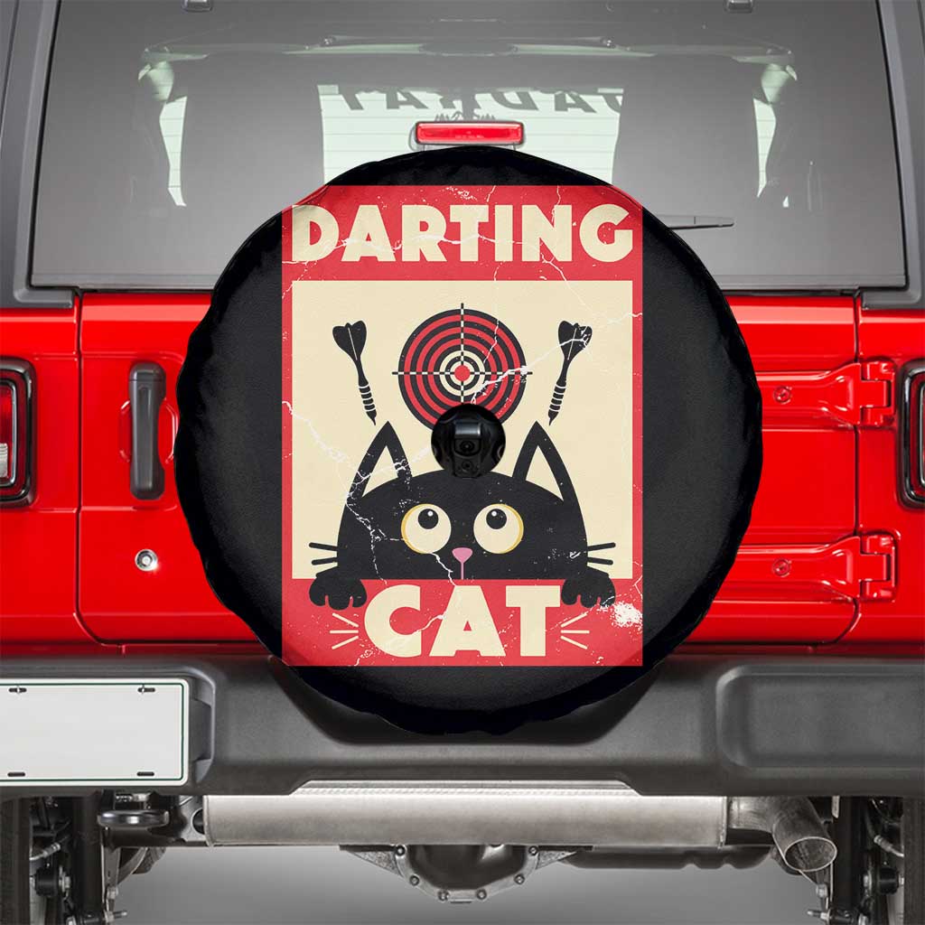 Black Cat Dart Thrower Spare Tire Cover Cat Lover Dartist Gift TS12 Black Print Your Wear