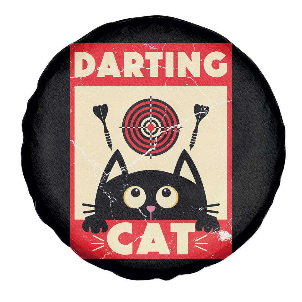 Black Cat Dart Thrower Spare Tire Cover Cat Lover Dartist Gift TS12 Print Your Wear
