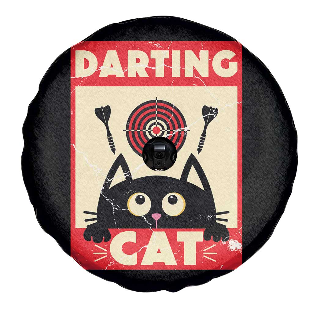 Black Cat Dart Thrower Spare Tire Cover Cat Lover Dartist Gift TS12 Print Your Wear
