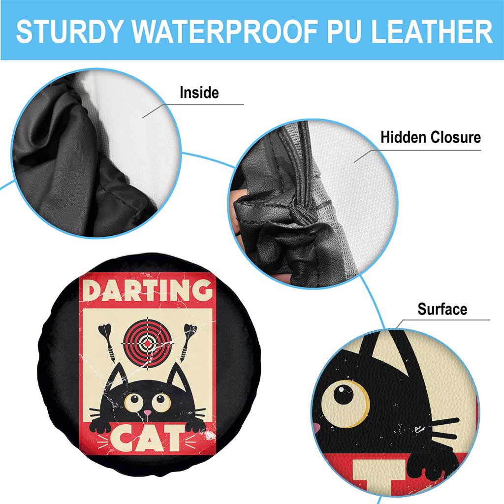 Black Cat Dart Thrower Spare Tire Cover Cat Lover Dartist Gift TS12 Print Your Wear