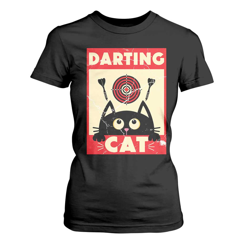 Black Cat Dart Thrower T Shirt For Women Cat Lover Dartist Gift TS12 Black Print Your Wear