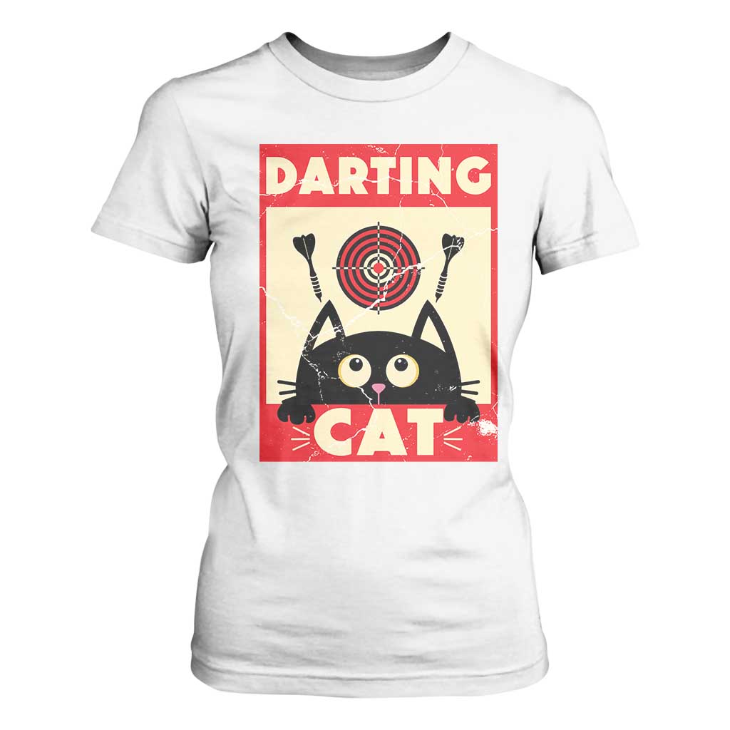 Black Cat Dart Thrower T Shirt For Women Cat Lover Dartist Gift TS12 White Print Your Wear