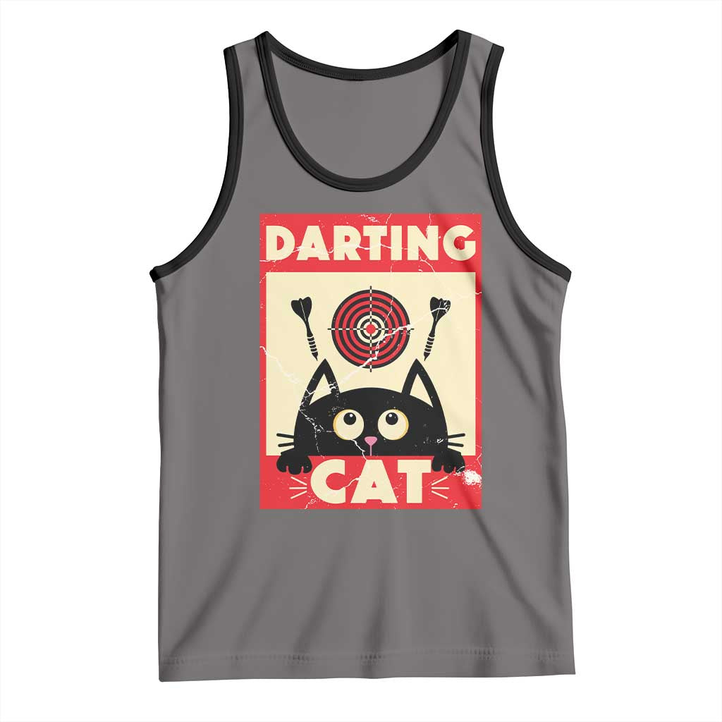 Black Cat Dart Thrower Tank Top Cat Lover Dartist Gift TS12 Deep Heather Black Print Your Wear