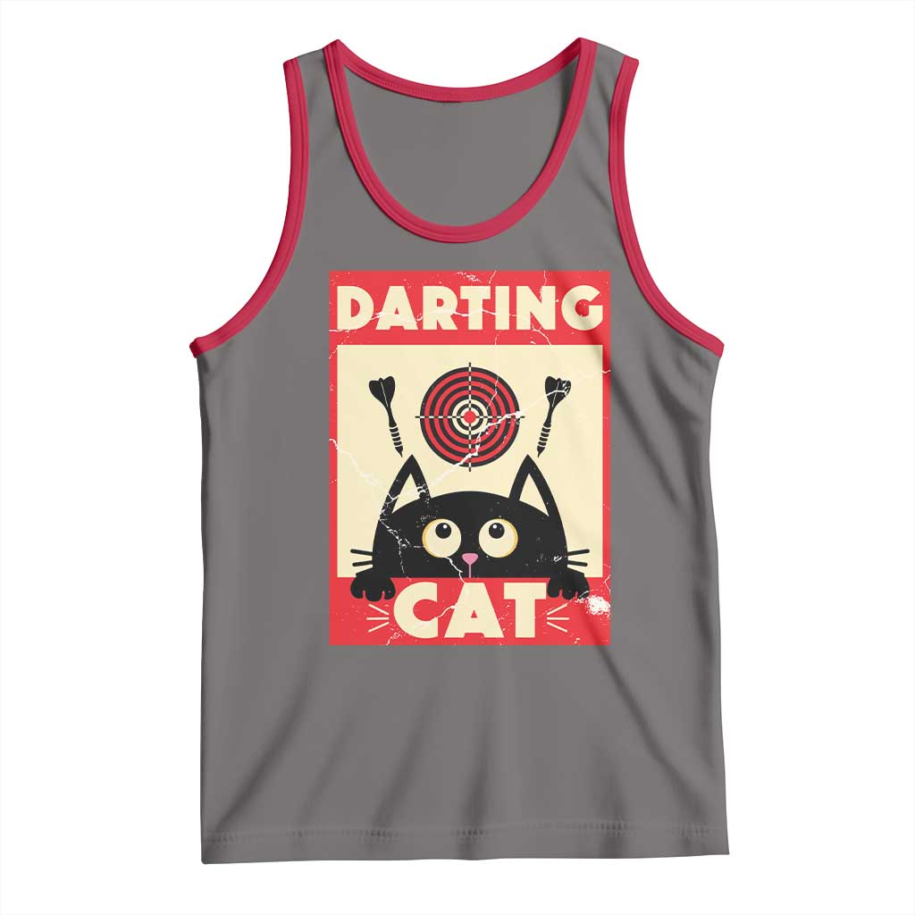 Black Cat Dart Thrower Tank Top Cat Lover Dartist Gift TS12 Deep Heather Red Print Your Wear