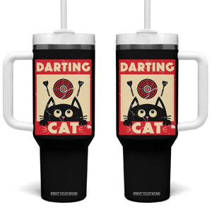 Black Cat Dart Thrower Tumbler With Handle Cat Lover Dartist Gift TS12 One Size: 40 oz Black Print Your Wear