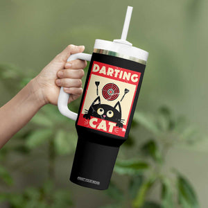 Black Cat Dart Thrower Tumbler With Handle Cat Lover Dartist Gift TS12 Print Your Wear