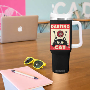 Black Cat Dart Thrower Tumbler With Handle Cat Lover Dartist Gift TS12 Print Your Wear