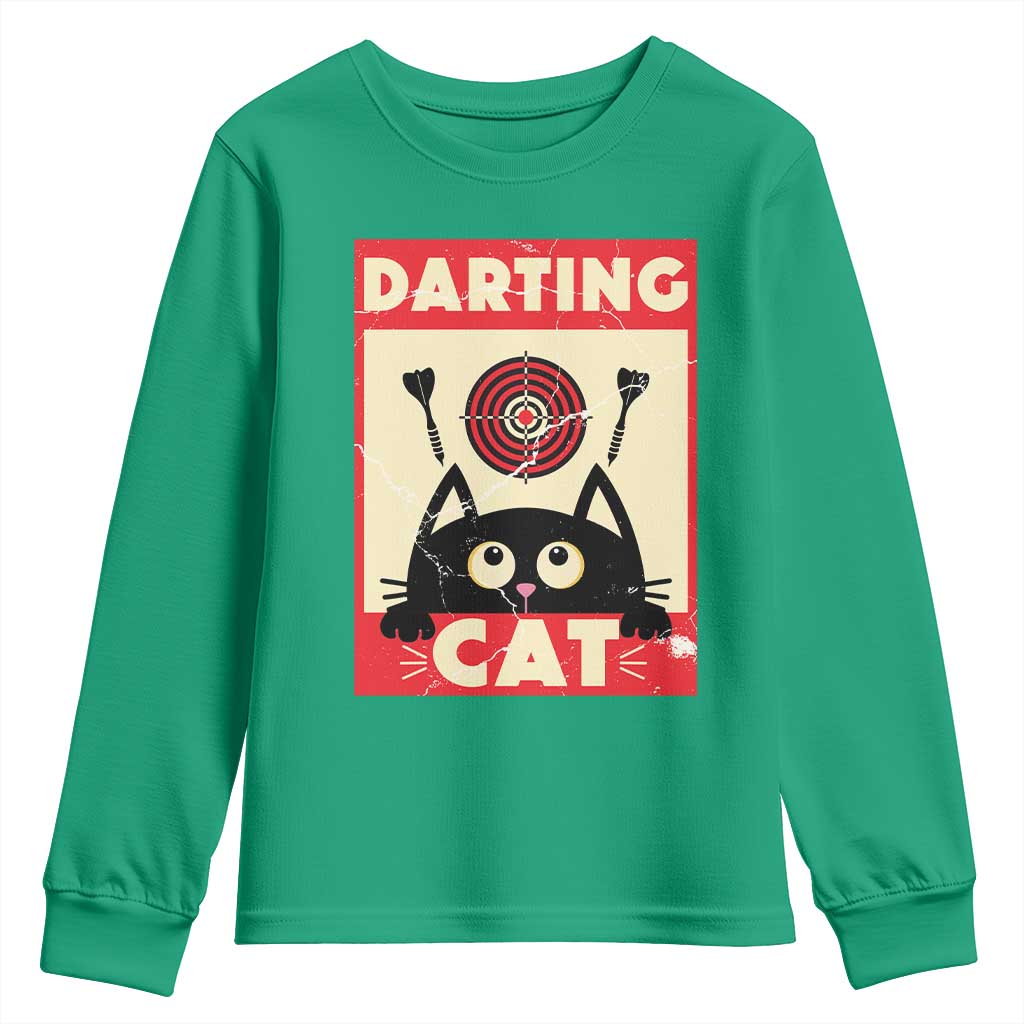 Black Cat Dart Thrower Youth Sweatshirt Cat Lover Dartist Gift TS12 Irish Green Print Your Wear