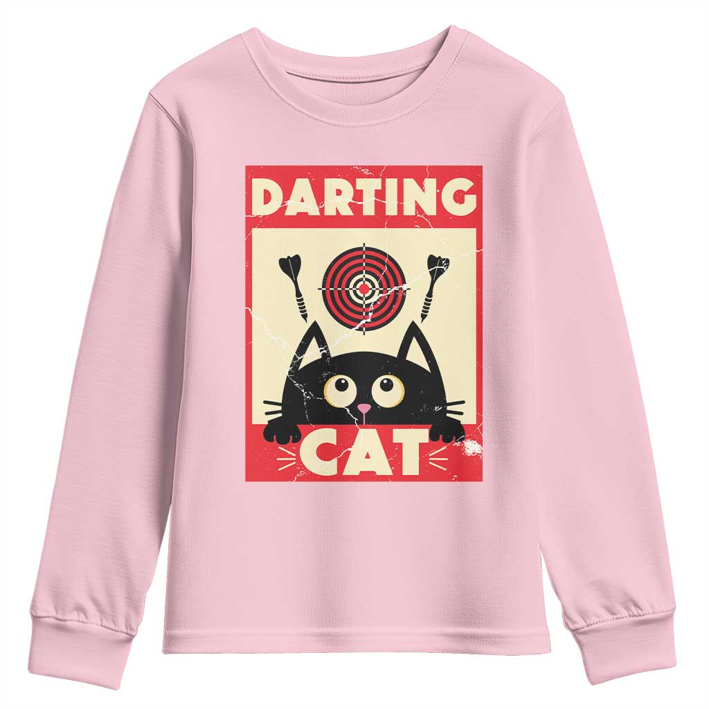 Black Cat Dart Thrower Youth Sweatshirt Cat Lover Dartist Gift TS12 Light Pink Print Your Wear
