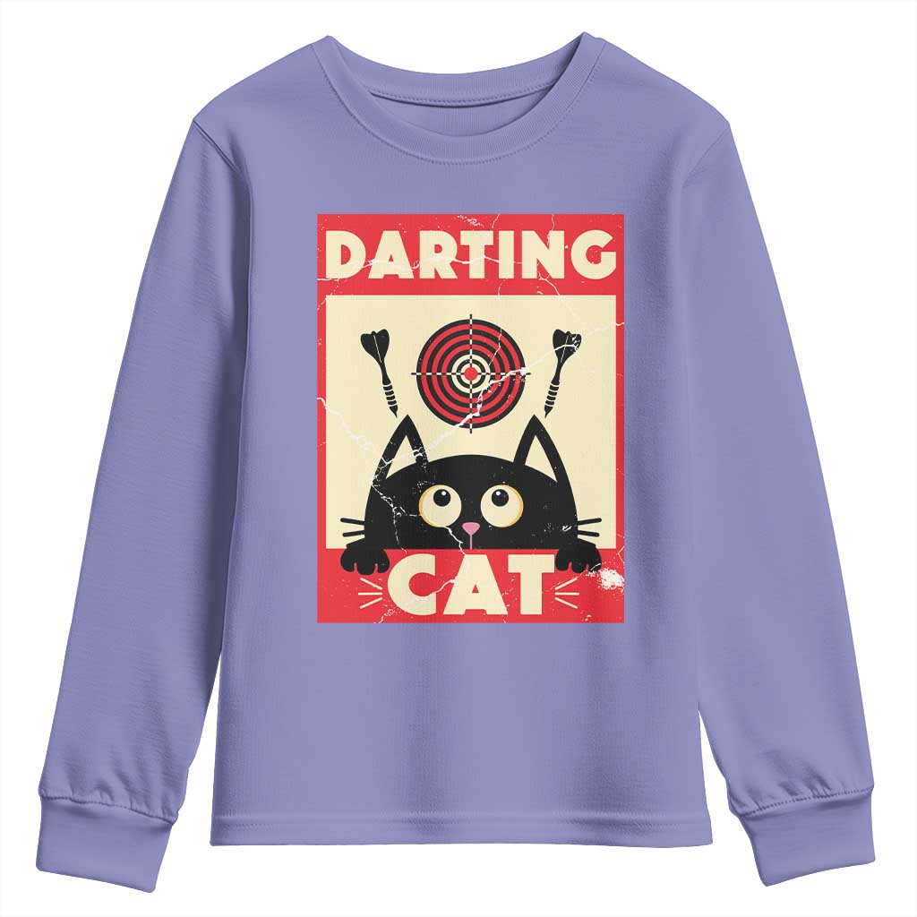 Black Cat Dart Thrower Youth Sweatshirt Cat Lover Dartist Gift TS12 Violet Print Your Wear