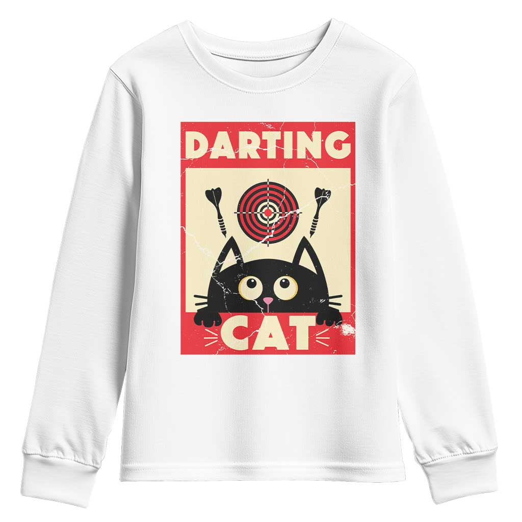 Black Cat Dart Thrower Youth Sweatshirt Cat Lover Dartist Gift TS12 White Print Your Wear