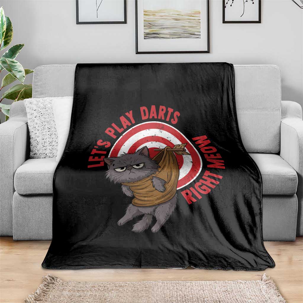 Funny Cat Darts Lover Throw Blanket Lets Play Darts Right Meow TS12 Print Your Wear