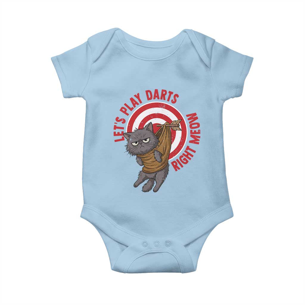 Funny Cat Darts Lover Baby Onesie Lets Play Darts Right Meow TS12 Light Blue Print Your Wear
