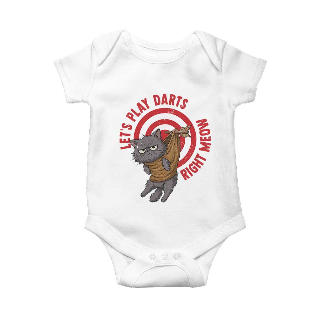 Funny Cat Darts Lover Baby Onesie Lets Play Darts Right Meow TS12 White Print Your Wear