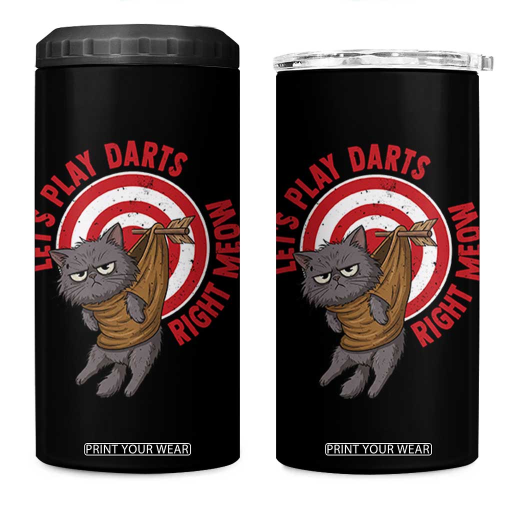 Funny Cat Darts Lover 4 in 1 Can Cooler Tumbler Lets Play Darts Right Meow TS12 One Size: 16 oz Black Print Your Wear