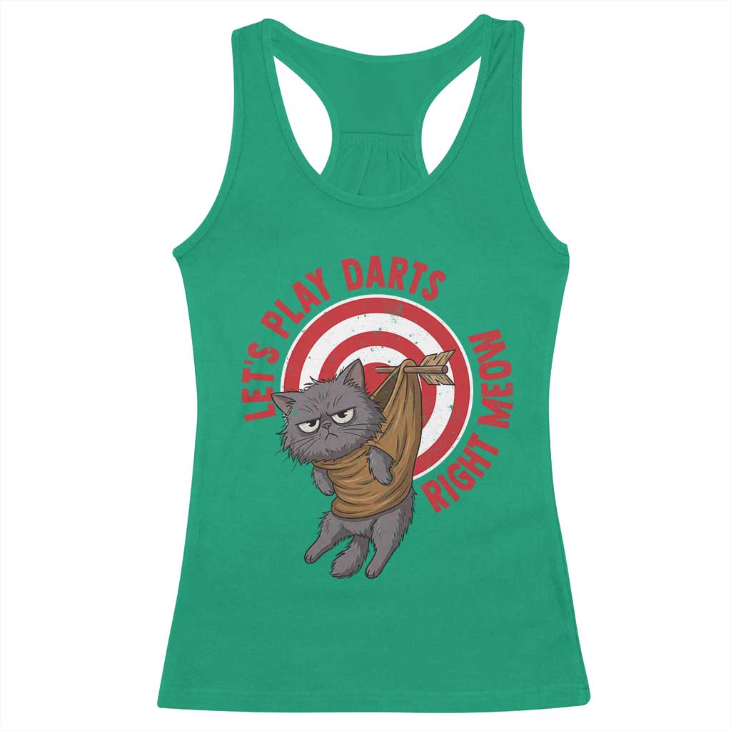 Funny Cat Darts Lover Racerback Tank Top Lets Play Darts Right Meow TS12 Irish Green Print Your Wear