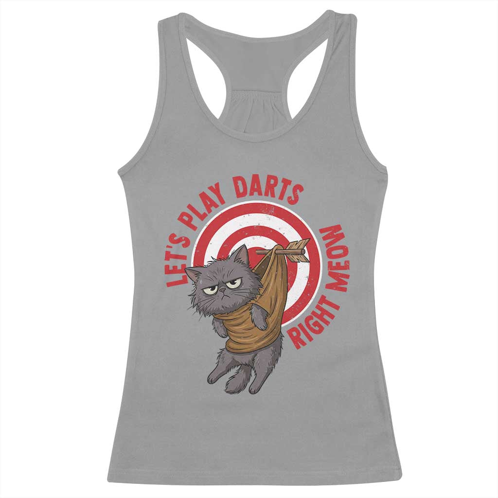 Funny Cat Darts Lover Racerback Tank Top Lets Play Darts Right Meow TS12 Sport Gray Print Your Wear