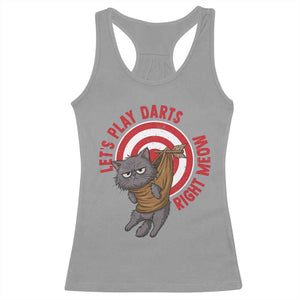 Funny Cat Darts Lover Racerback Tank Top Lets Play Darts Right Meow TS12 Sport Gray Print Your Wear