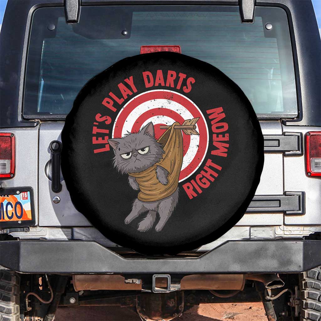 Funny Cat Darts Lover Spare Tire Cover Lets Play Darts Right Meow TS12 No hole Black Print Your Wear