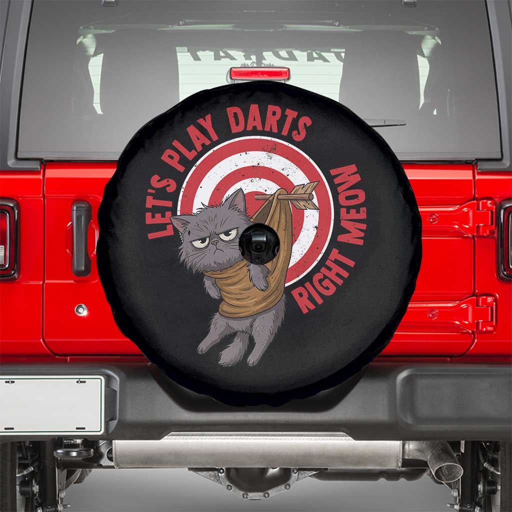 Funny Cat Darts Lover Spare Tire Cover Lets Play Darts Right Meow TS12 Black Print Your Wear