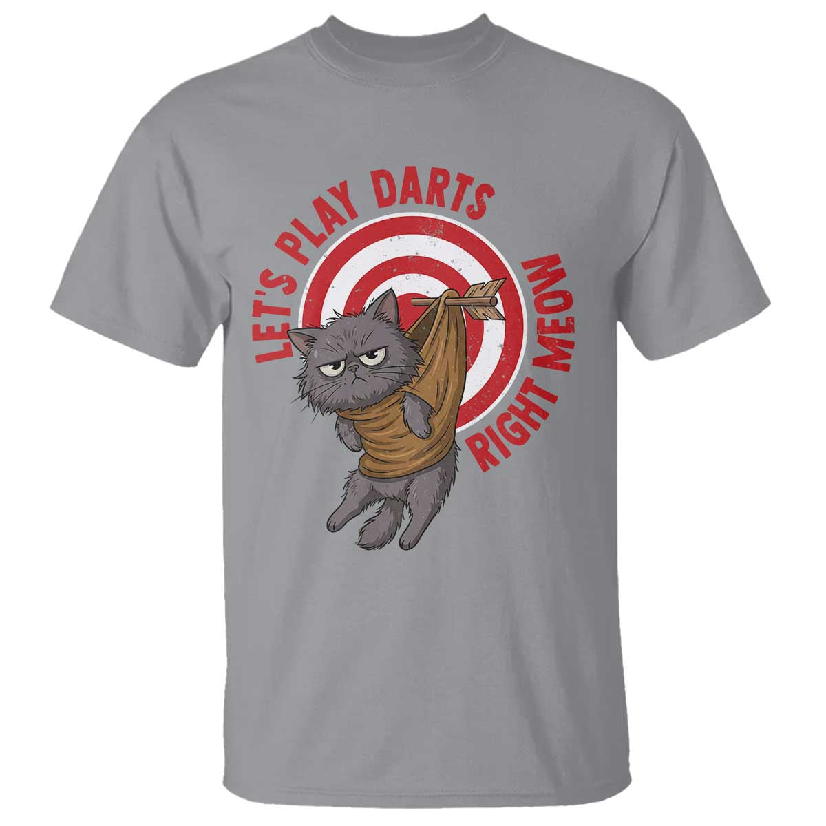 Funny Cat Darts Lover T Shirt Lets Play Darts Right Meow TS12 Sport Gray Print Your Wear